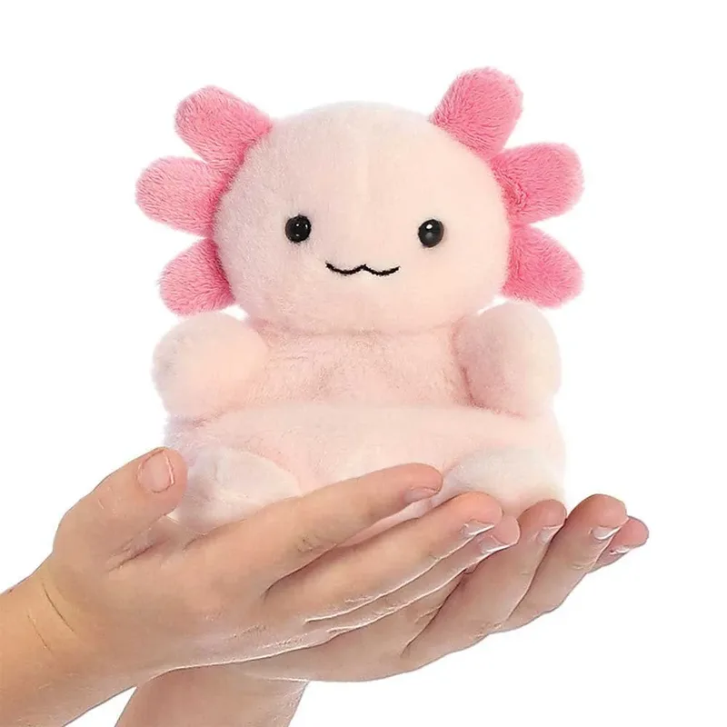 Palm Pals Serie - Axolotl Knuffel - 13 cm - Zacht Materiaal från Aurora i Rosa – produktbild 5 av 6