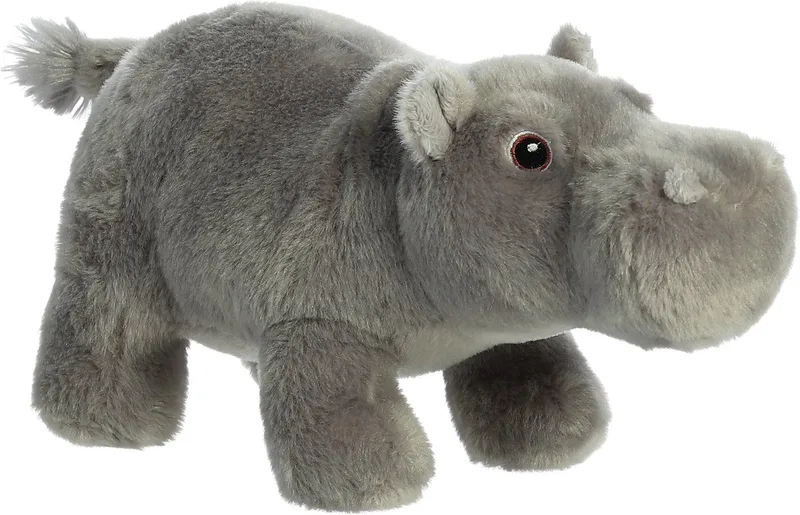 Pluche dieren knuffel nijlpaard - 14 x 27 cm - Knuffeldieren - nijlpaarden - speelgoed fra Aurora i Flerfarvet – produktbillede