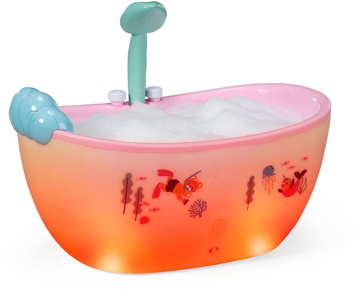 Bad met lichtjes en geluidseffecten. Poppenbad met douche- en waterfunctie voor poppen van 36 en 43 cm. by BABY born in Pink – product photo