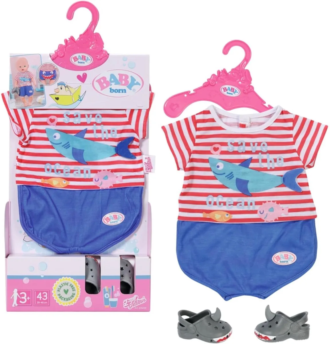 Bad pyjama met schoenen - Accessoires voor poppen tot 43cm - Haaienthema de BABY born en Multicolore – photo du produit