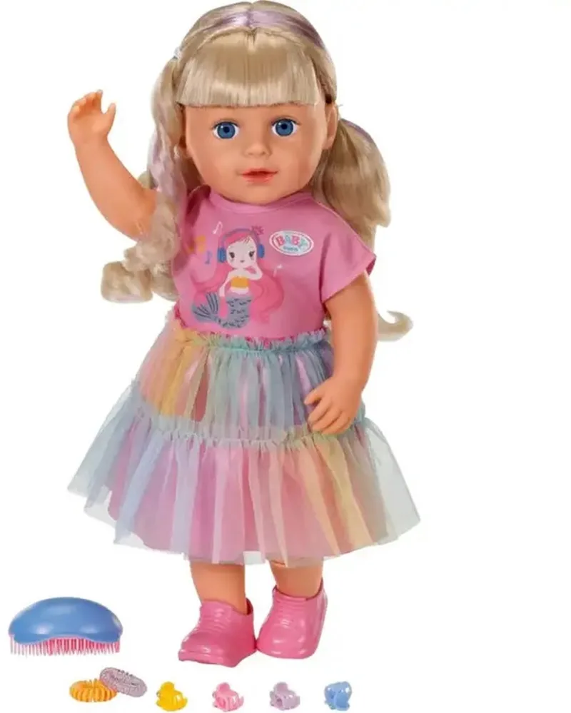 Carla, pop van 43 cm met blond haar van hoge kwaliteit met kleurige plukken, beweegbare armen en benen, voor kinderen vanaf 4 jaar, inclusief accessoires de BABY born en Multicolore – photo du produit