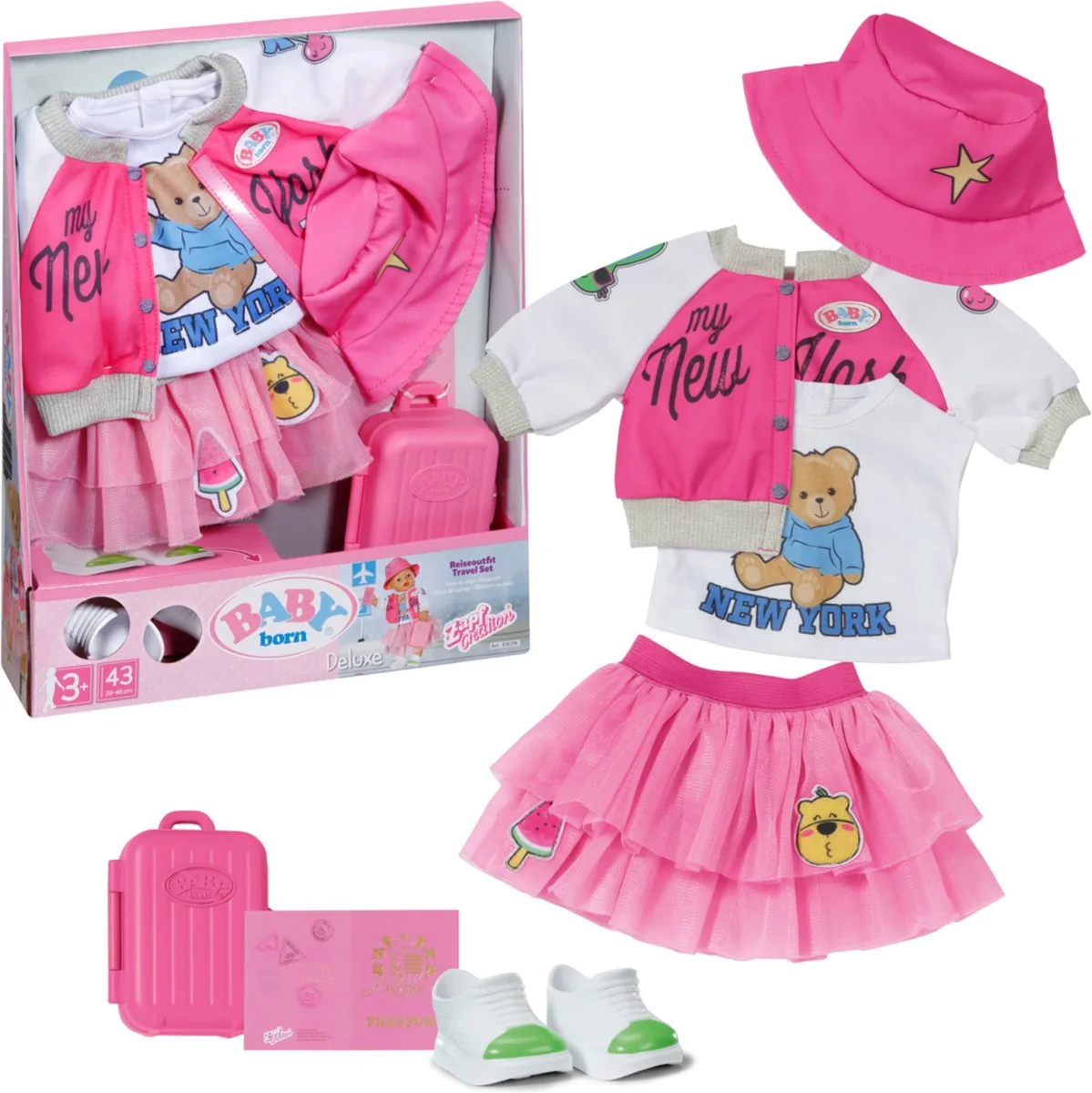 Deluxe Op reis - Poppenkleding 43 cm van BABY born in Meerkleurig – productfoto