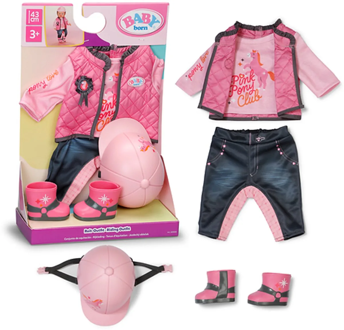 Paardrijkleding - 43cm fra BABY born i Flerfarvet, Lyserød – produktbillede