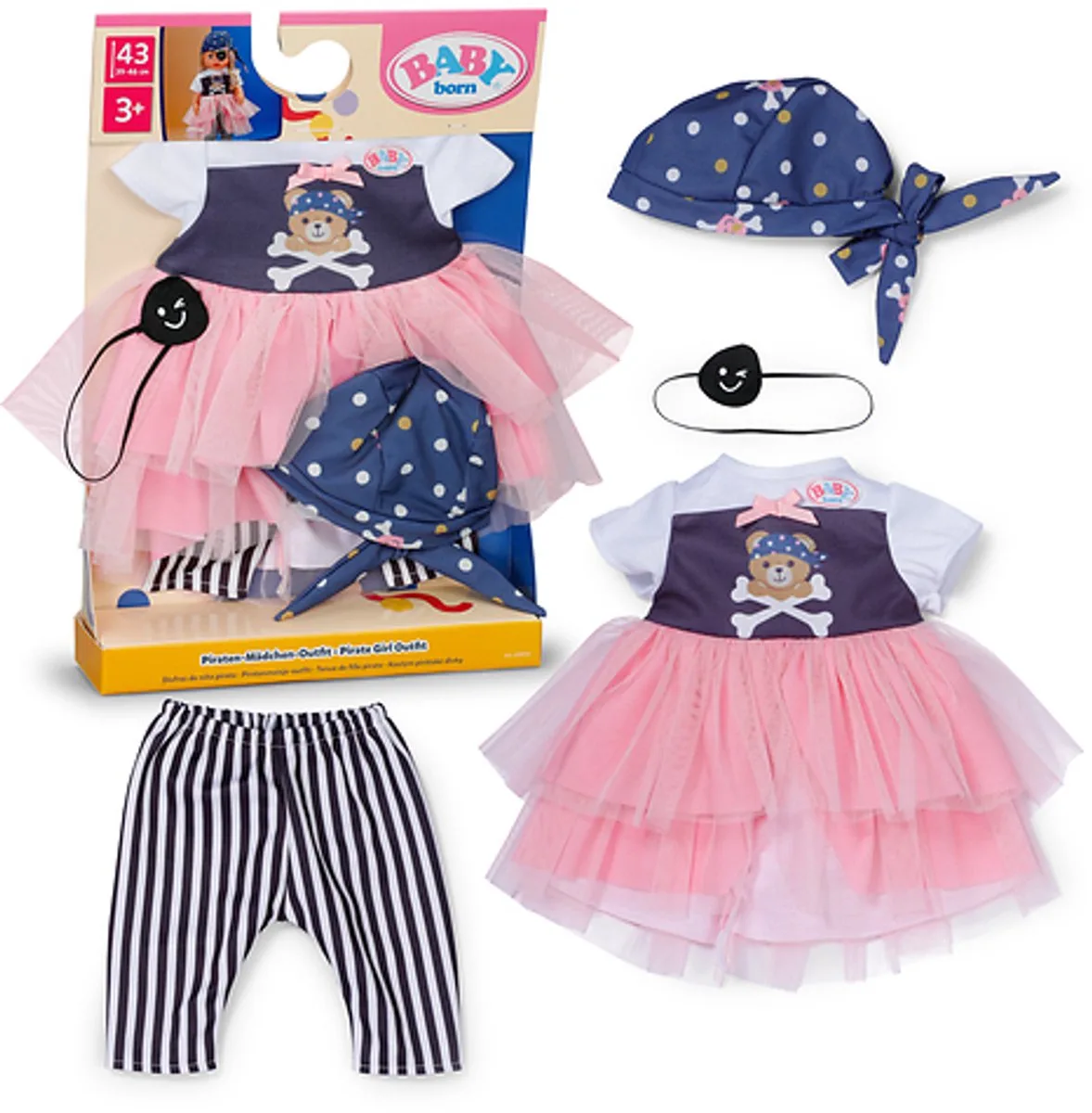 piratenoutfit poppenkleding 43cm piratenkostuum. by BABY born in Multicolour – product photo