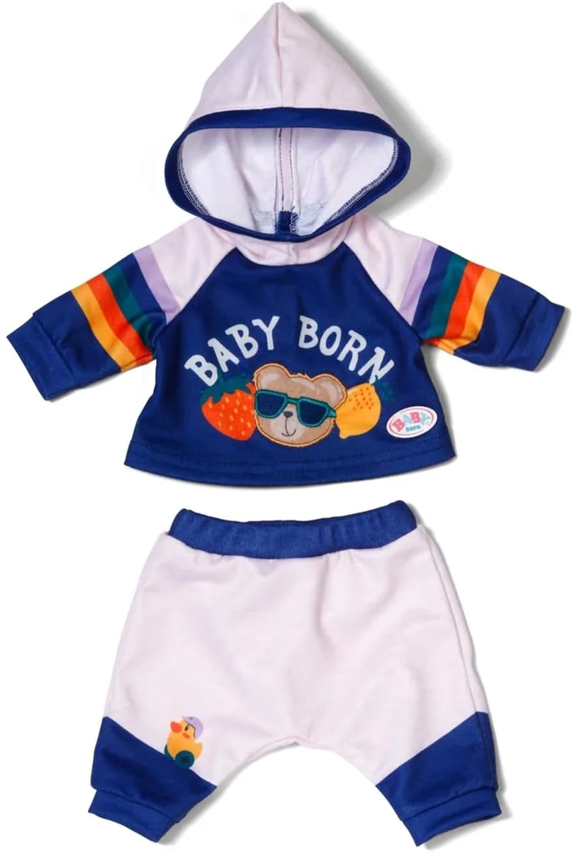 poppen joggingpak blauw 43cm - poppenkleding polyester. van BABY born in Meerkleurig – productfoto