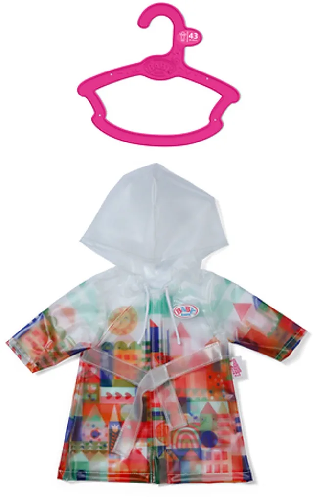 poppen regenjas 43cm kleurrijk - poppenkleding.