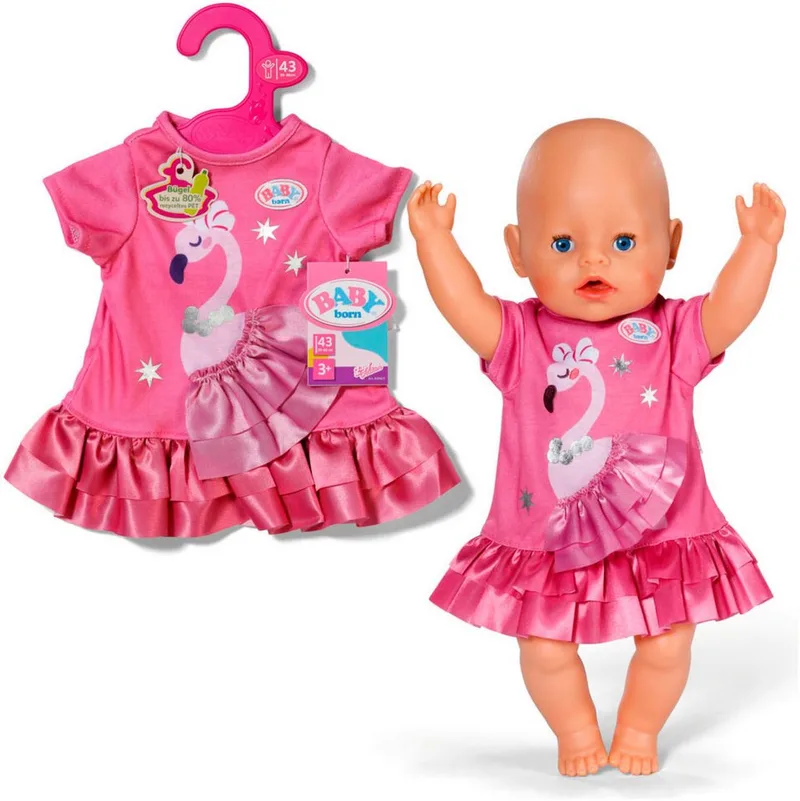 poppenjurk flamingo roze 43 cm - poppenkleding mode. by BABY born in Rose – product photo 2 of 3