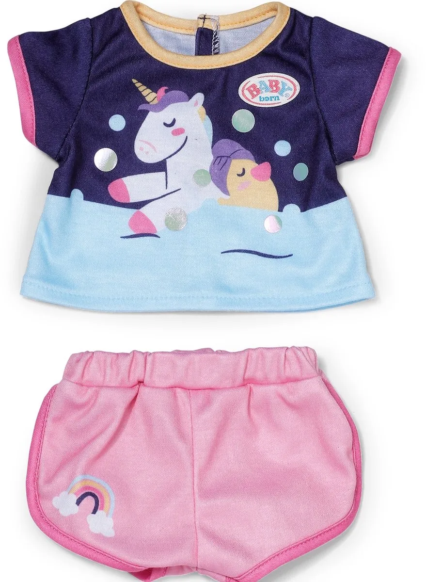 Pyjama met eenhoornmotief voor poppen van 43 cm van BABY born in Meerkleurig – productfoto
