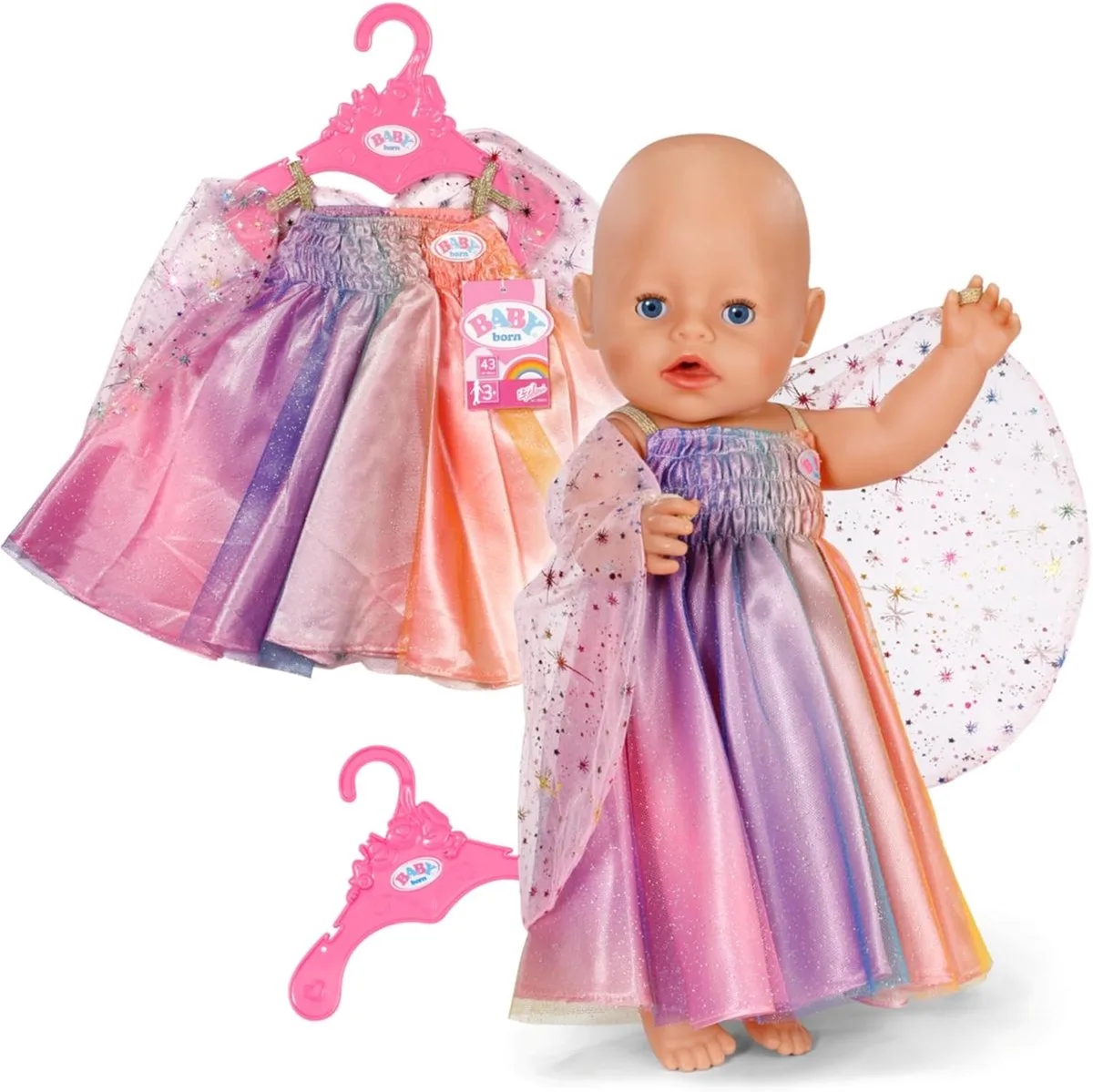 Regenbogen Kleid 43cm, Puppenzubehör von BABY born in Mehrfarbig – Produktfoto
