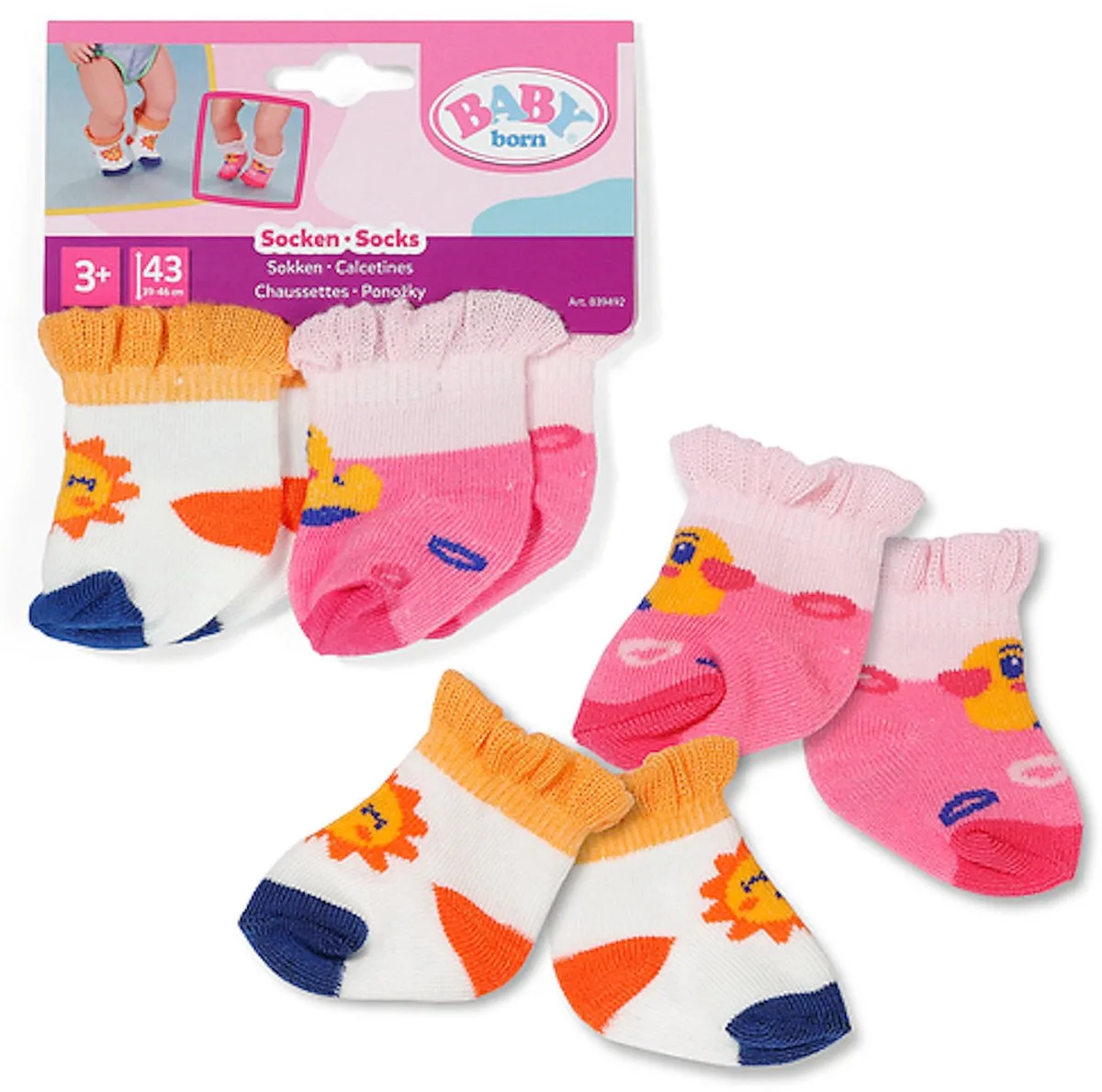 sokken set poppenkleding 2 paar 43cm multicolor. fra BABY born i Flerfarvet – produktbillede