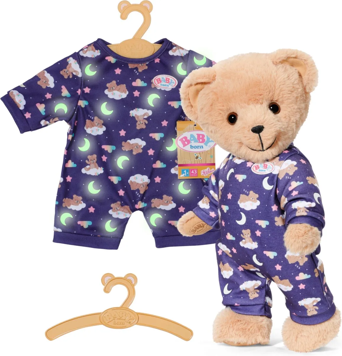 Teddy Pyjamapak Glow-in-the-Dark - Voor Poppen 43 cm en BABY born Beer von BABY born in Mehrfarbig – Produktfoto