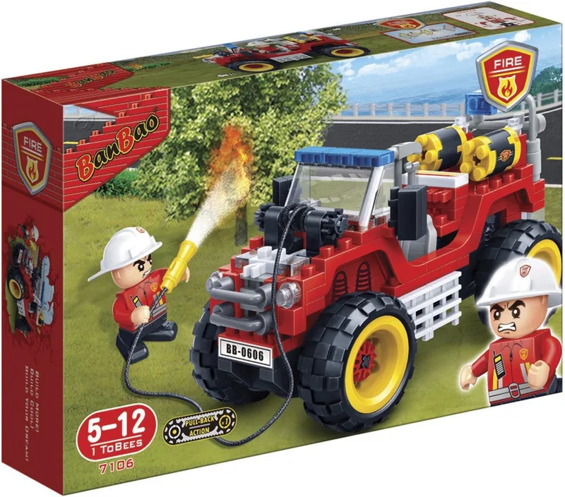 Brandweerjeep 7106 fra BanBao i Rood – produktbillede
