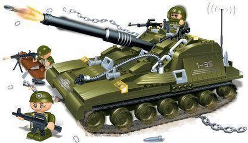 Tiger II Tank - Zwaar gepantserd met 3 figuren en accessoires by BanBao in Groen – product photo