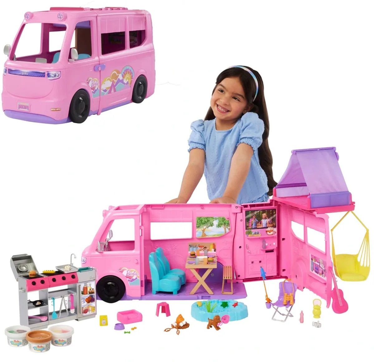 Camper Speelset - 7 Speelgebieden en 60+ Accessoires de Barbie en Camper (60+ Accessoires) – photo du produit