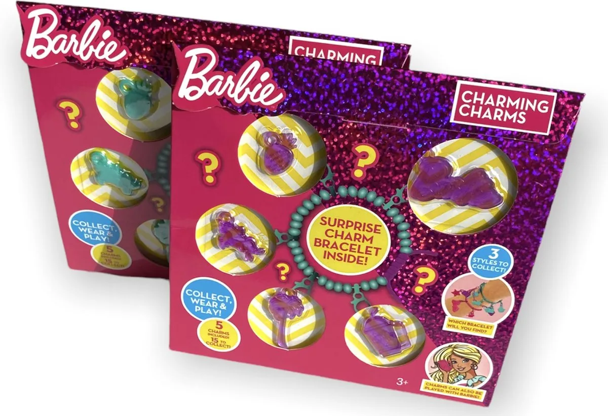 Charms- 10 stuks - Paars - Blauw - Set - Armbandje - 2 doosjes de Barbie en Blauw + paars – photo du produit