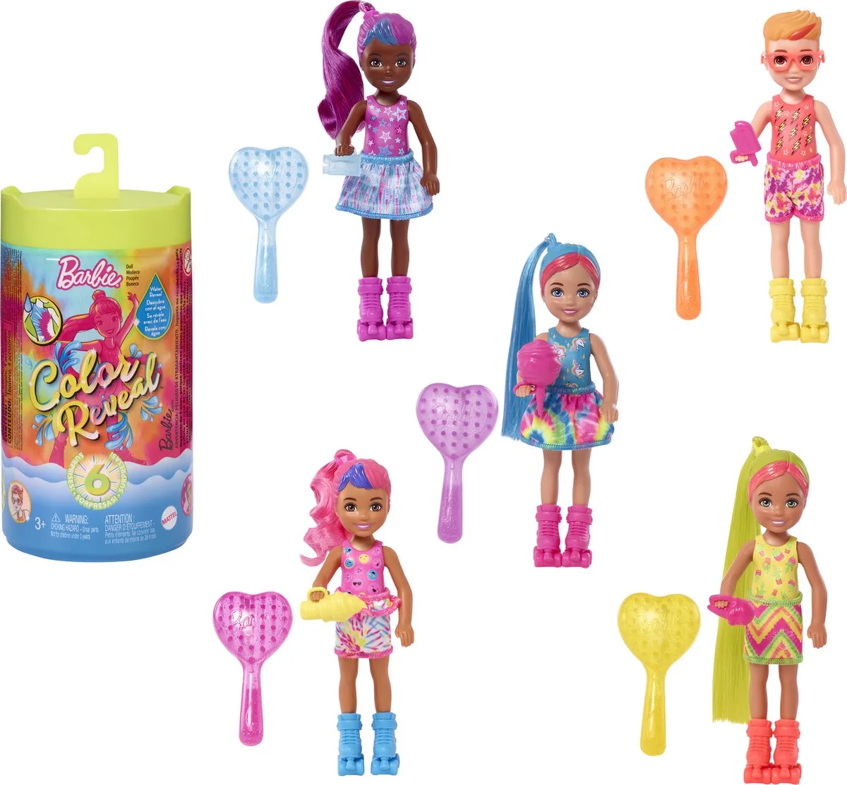 Color Reveal Chelsea Neon Tie-Dye van Barbie in Meerkleurig – productfoto