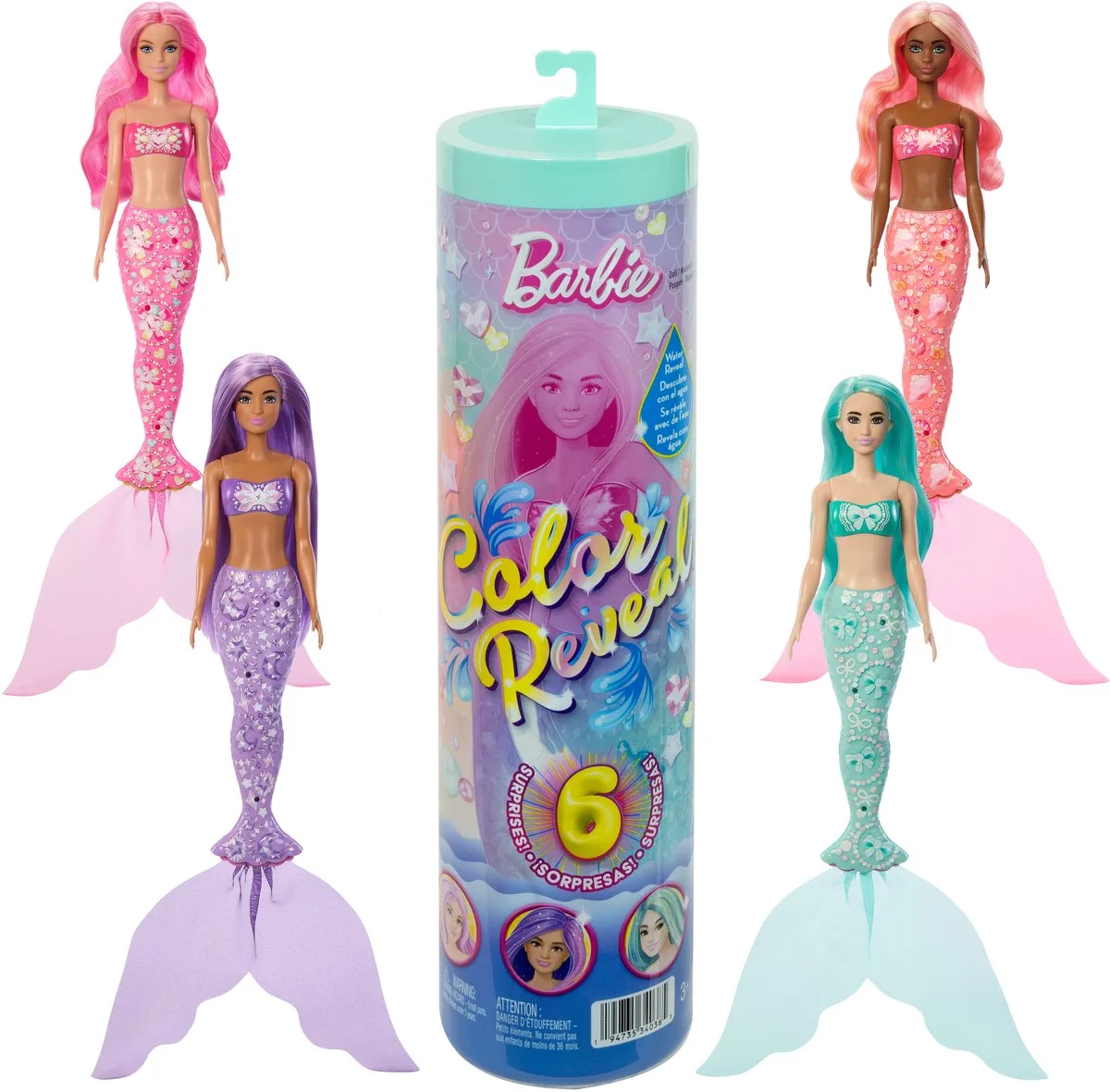 Color Reveal - Pop en Accessoires met 6 Verrassingen van Barbie in Zeemeerminserie – productfoto
