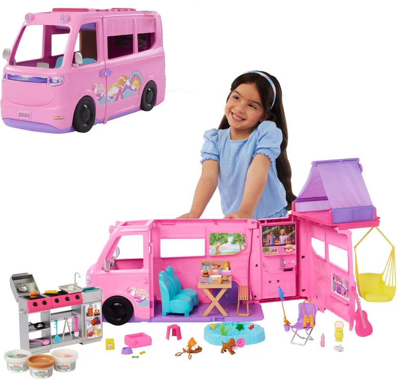 Droomcamper - Speelset met daktent, barbecue en meer dan 60 accessoires van Barbie in Meerkleurig – productfoto