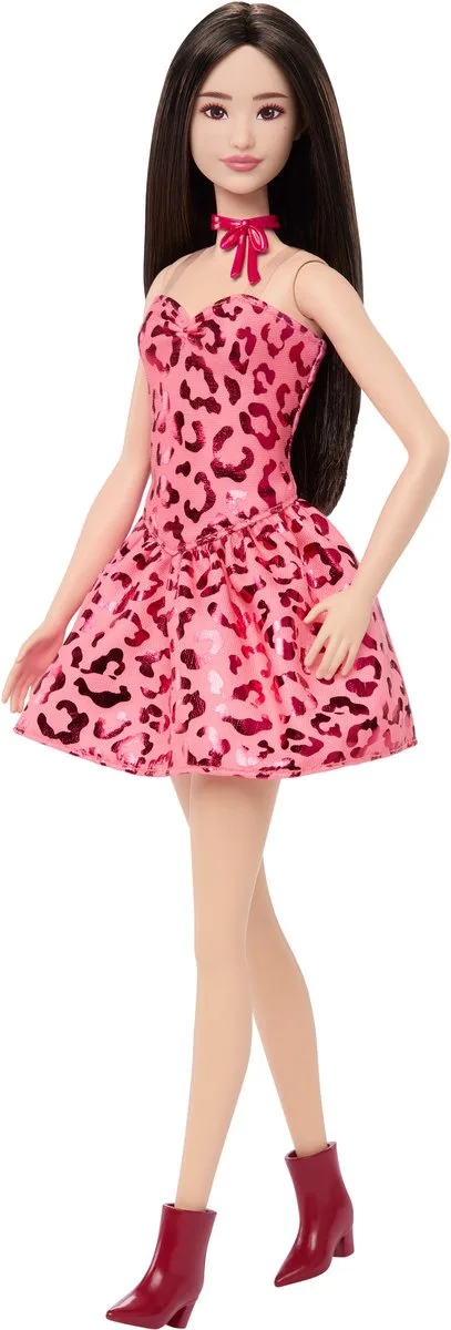 Anziehpuppe Barbie Fashionista mit pinkem Leo Outfit von Barbie in Luipaardprint – Produktfoto