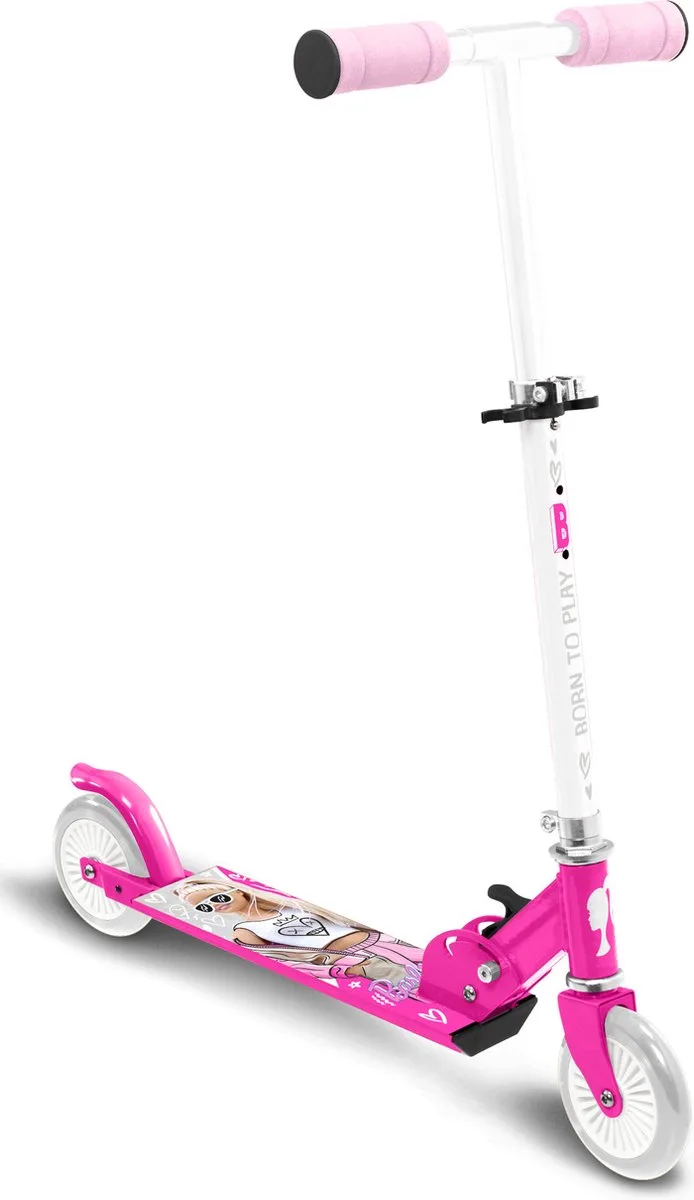 Inklapbare Tweewieler Step - Aluminium van Barbie in Roze – productfoto