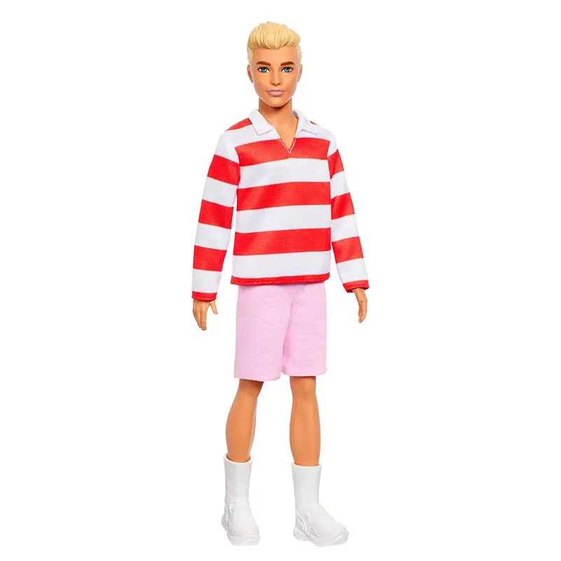 Ken Fashionista-docka Med Randig Pikétröja von Barbie – Produktfoto