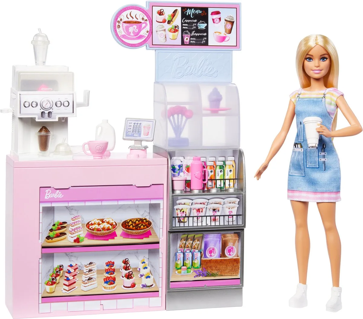 Coffee Shop legesæt med dukke og café fra Barbie i Flerfarvet – produktbillede