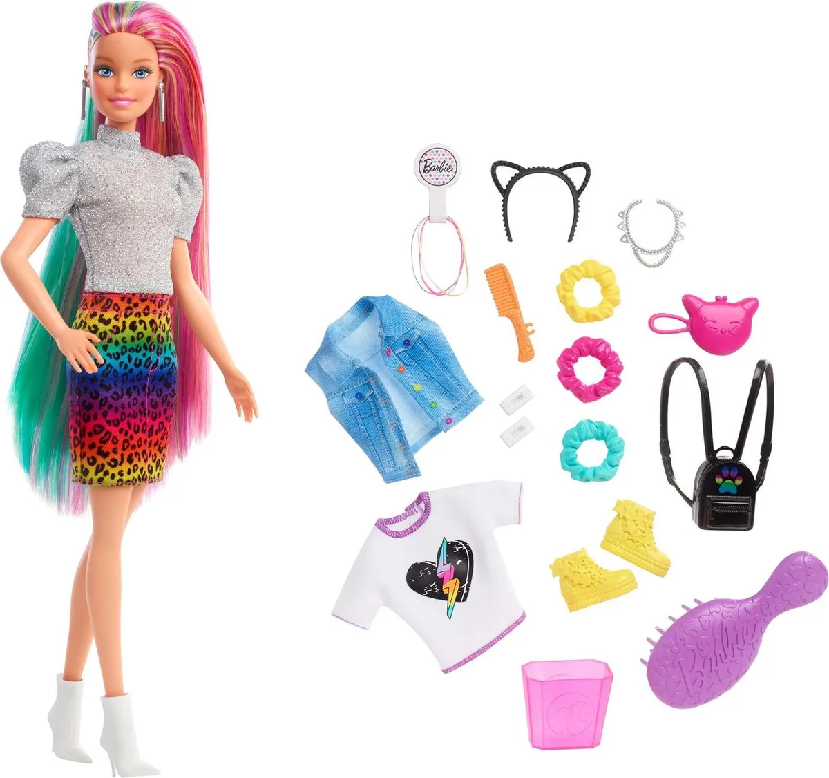 Leopard Regenbooghaar pop (blond) von Barbie in Mehrfarbig – Produktfoto
