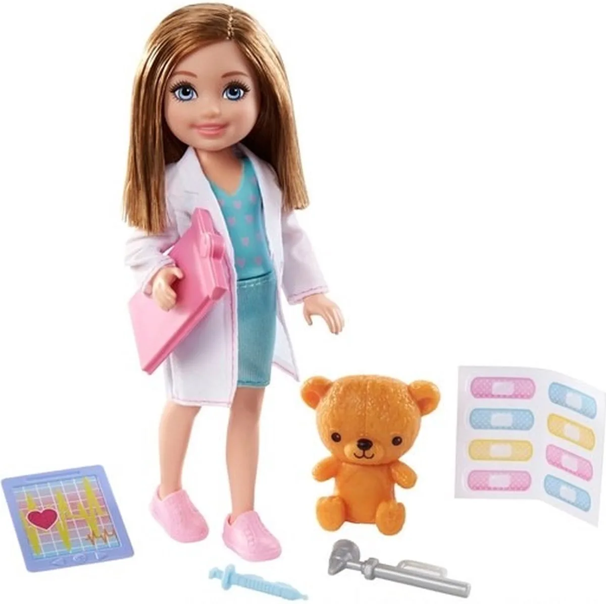 Mattel Barbie Chelsea Can Be Dokter - 15 cm Pop met Outfit en Accessoires fra Barbie i Hvid – produktbillede