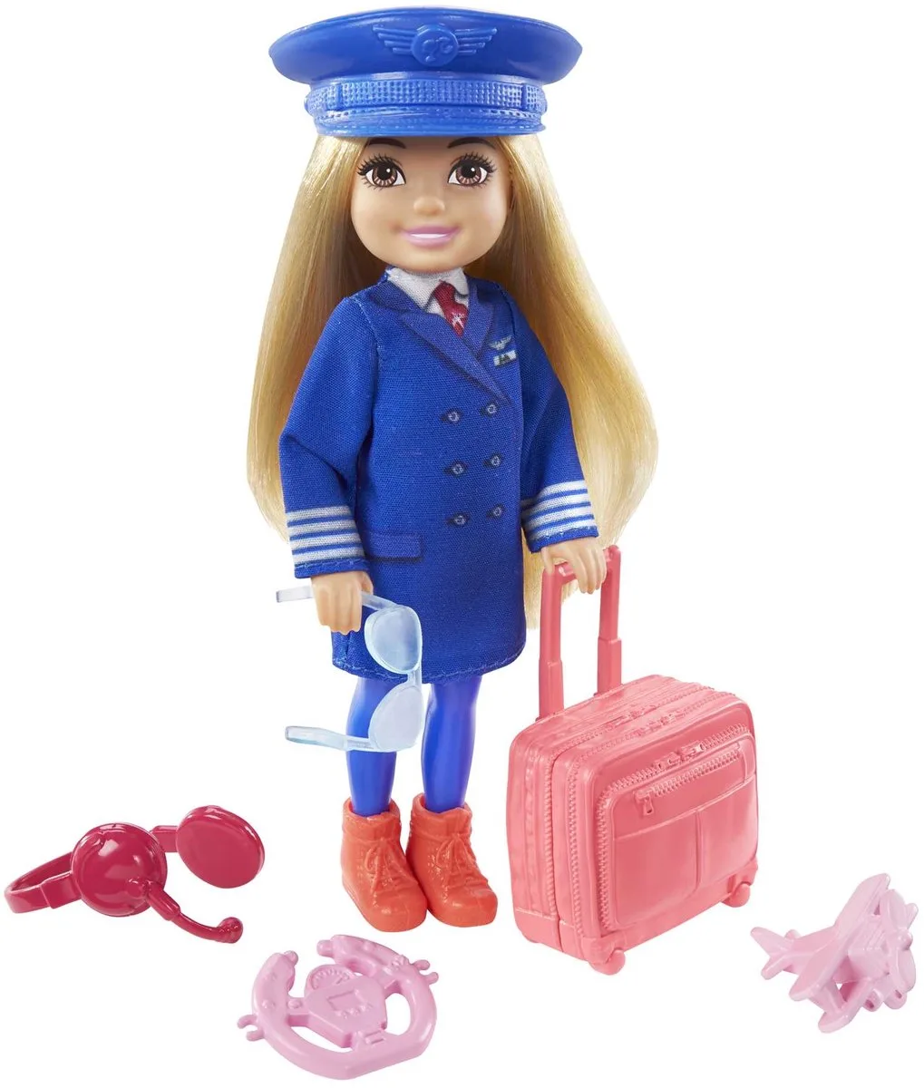 Mattel Barbie Chelsea Can Be Piloot - 15 cm Pop met Outfit en Accessoires fra Barbie i Blå – produktbillede