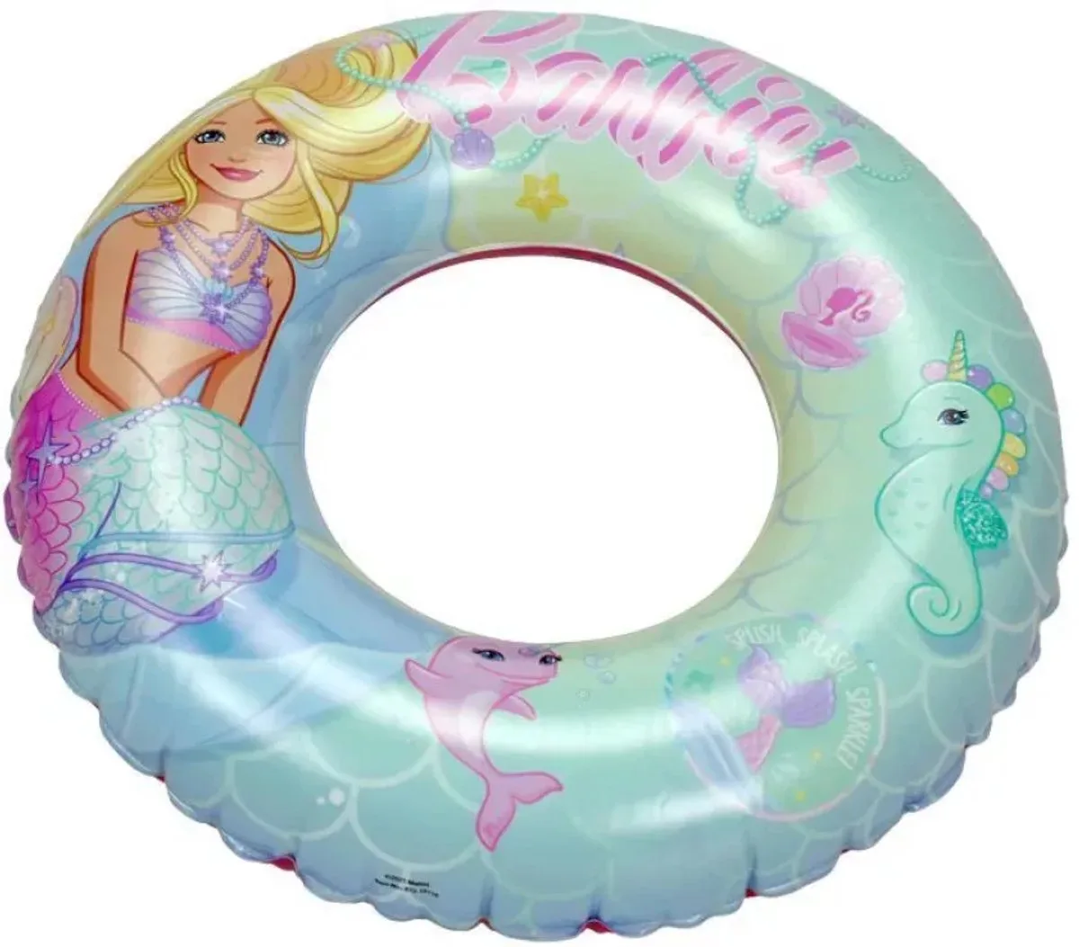 Mermaid zwemband voor kinderen - Zeemeermin zwemring - Opblaasbaar - Zwembad speelgoed voor meisjes - Zeepaardje - Roze/blauw van Barbie in Roze – productfoto