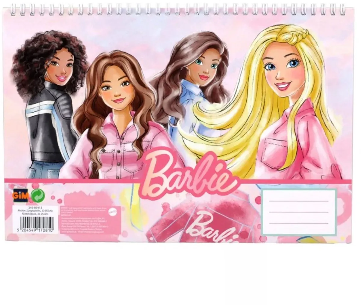 Paints A4 spiraalvormig schetsblok, 30 vellen, Babrie schetsblok, Schetsboek, Barbie, Tekenblok de Barbie – photo du produit