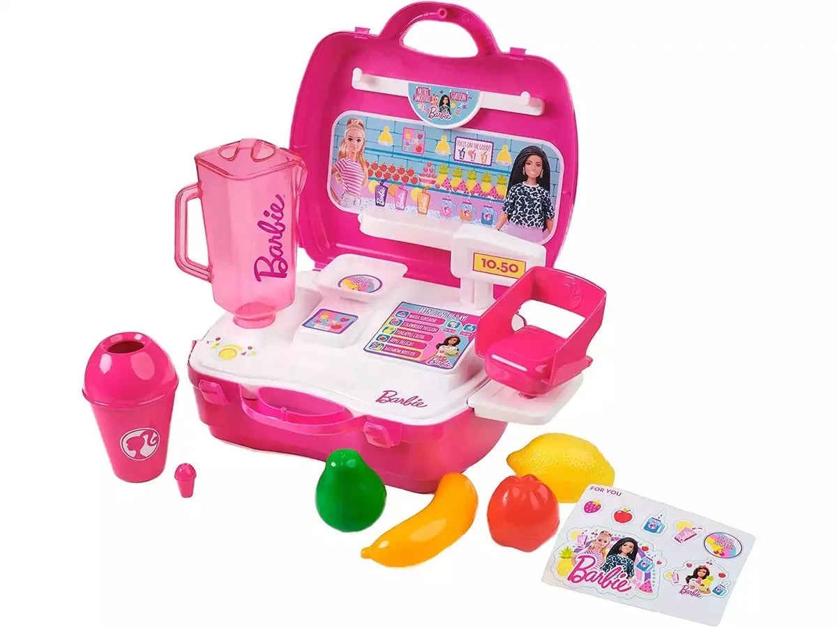 Smoothie Station - Speelset om Smoothies te Maken - Koffer met 20 Onderdelen de Barbie en Rose – photo du produit