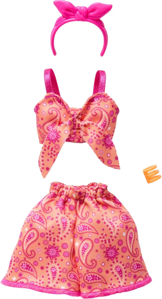 Style Fashions Outfit en Accessoires - Fleurige Oranje Jurk met Haarband fra Barbie i Flerfarvet – produktbillede