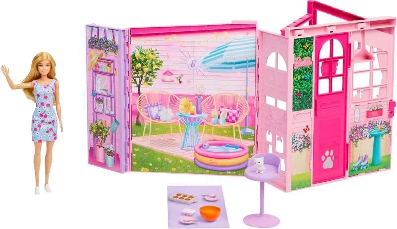 Weekend Escape House - Poppenhuis met pop - 10 accessoires 4 speelruimtes en een katje by Barbie in Multicolour – product photo