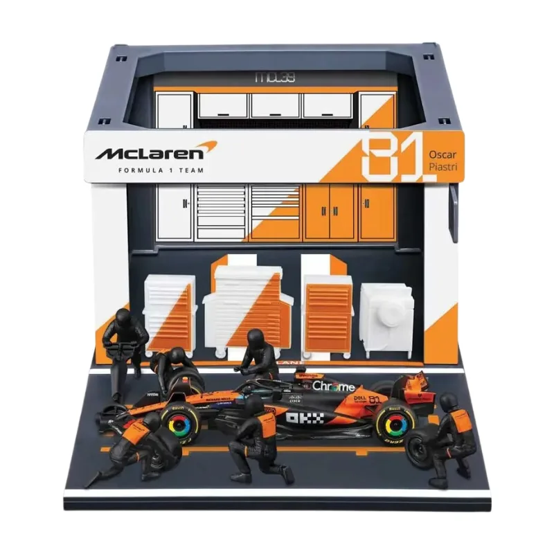 1/43 Bburago Pit-Stop McLaren MCL39 (véhicule + figurines de mécaniciens + paddock + accessoires) #81 Piastri de Bburago – photo du produit