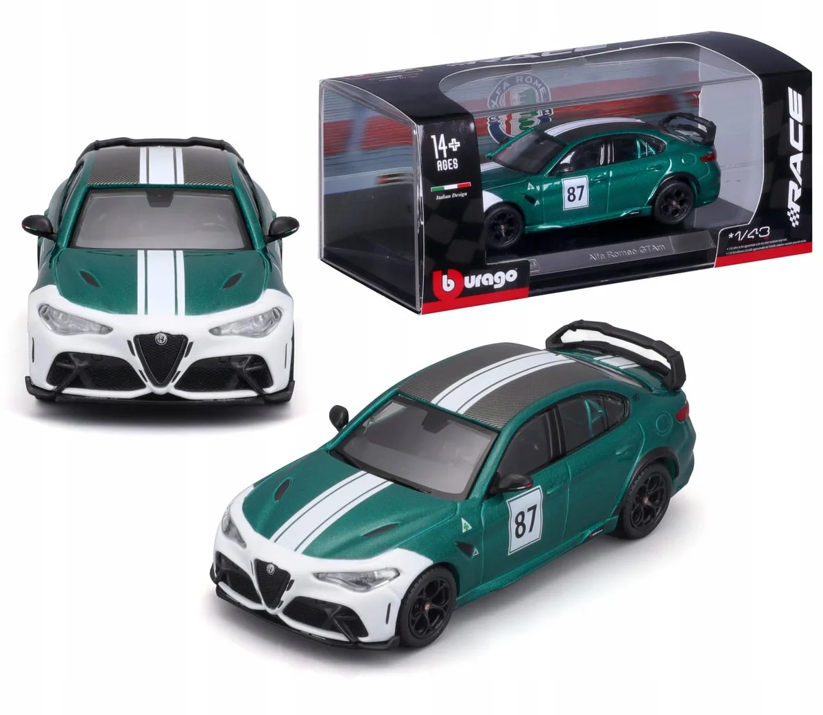 Alfa Romeo Giulia GTAm 1:43 Modelauto von Bburago in Schwarz – Produktfoto