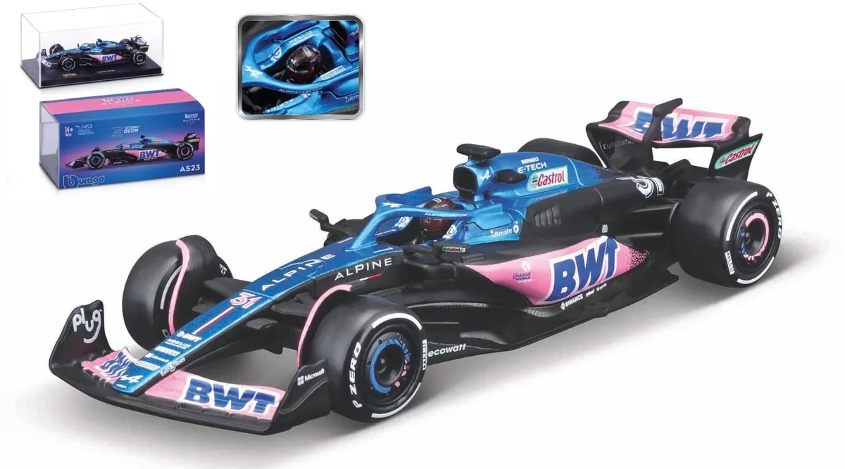 Alpine Alpine - Modelauto - Schaal 1:43 van Bburago in Blauw, Roze, Wit – productfoto