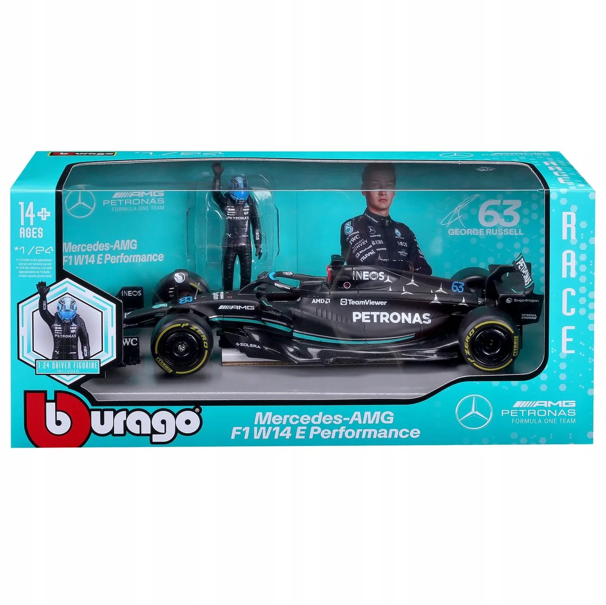 Bburago 1:24 Mercedes-AMG F1 Russel Metaal Modelauto de Bburago en Multicolore – photo du produit