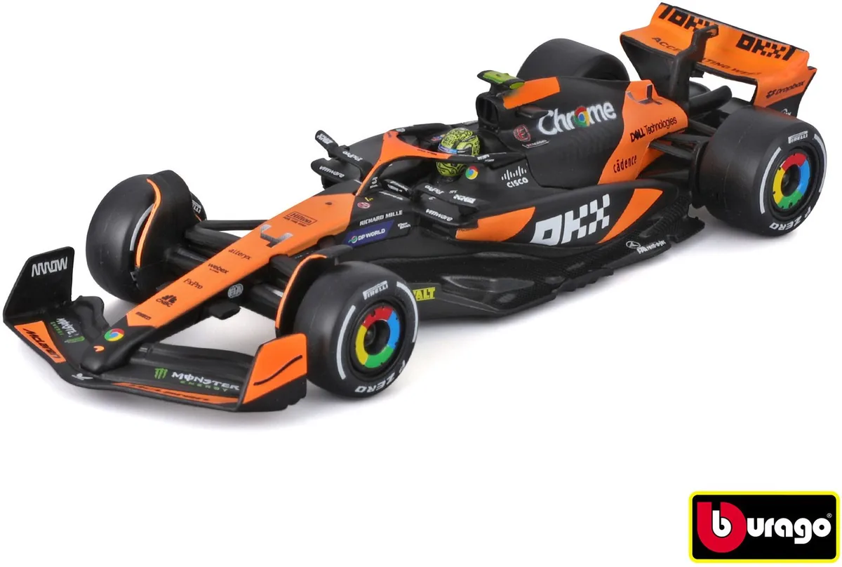 Bburago 1:43 Race Formula F1 - McLaren F1 Team Mcl38 (2024) #4 Senna-editie met coureur en decor - UNI de Bburago en Bleu – photo du produit
