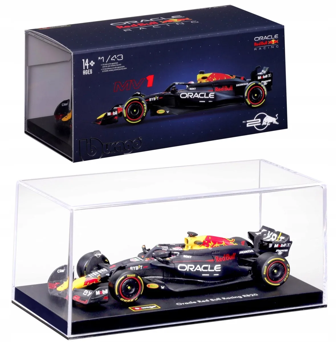 Bburago 1:43 Race Formule F1 - Red Bull Racing Rb20 (2024) #1 (max Verstappen) - Met coureur en december - UNI van Bburago in Blauw – productfoto