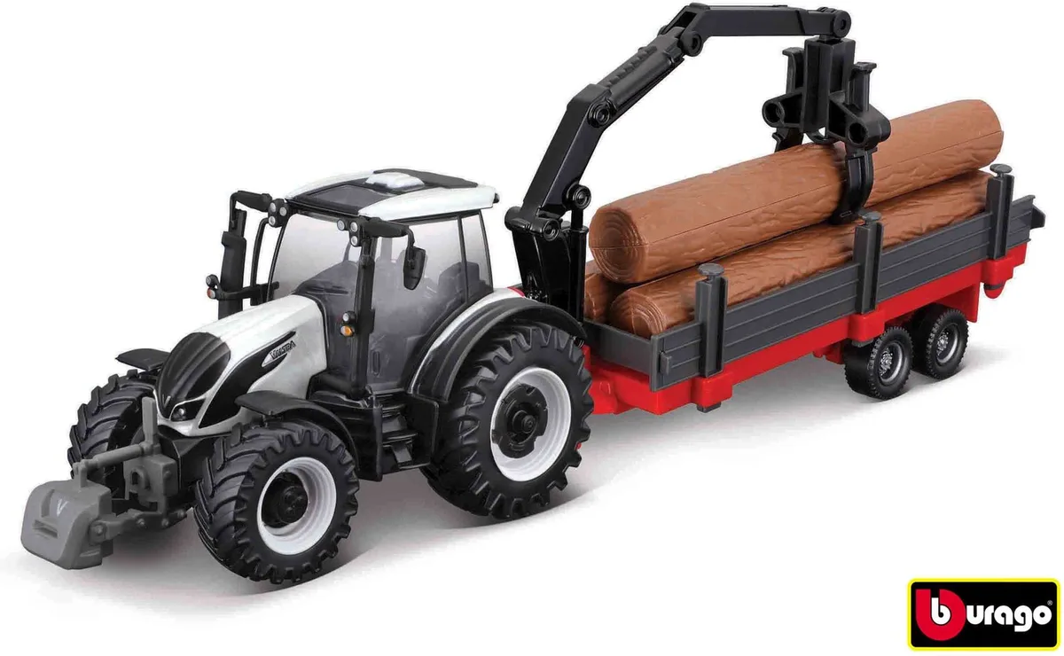 Bburago 10 cm boerderijtractor cadeauset - Valtra N174 met 3 aanhangwagens - UNI von Bburago in Mehrfarbig – Produktfoto