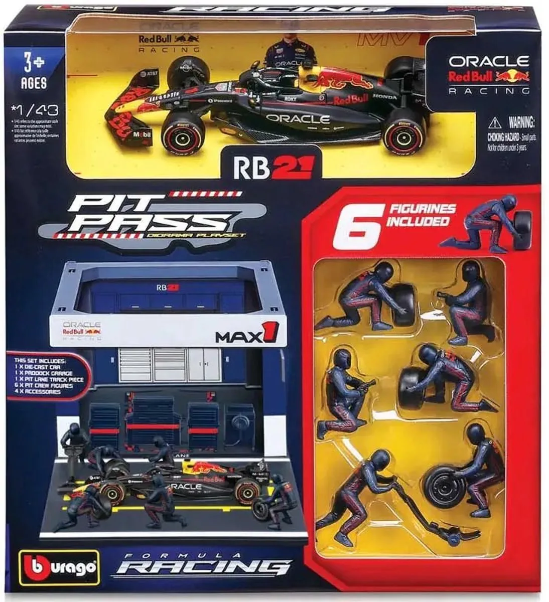 F1 Modellauto Pit Pass, 1:43 (Oracle Red Bull RB21) von Bburago in Mehrfarbig – Produktfoto