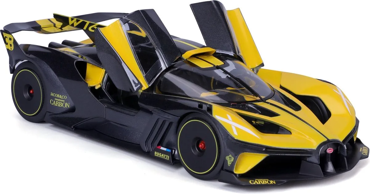 Bugatti Bolide - schaalmodel - modelauto - schaal 1:18 van Bburago in Geel, Zwart – productfoto