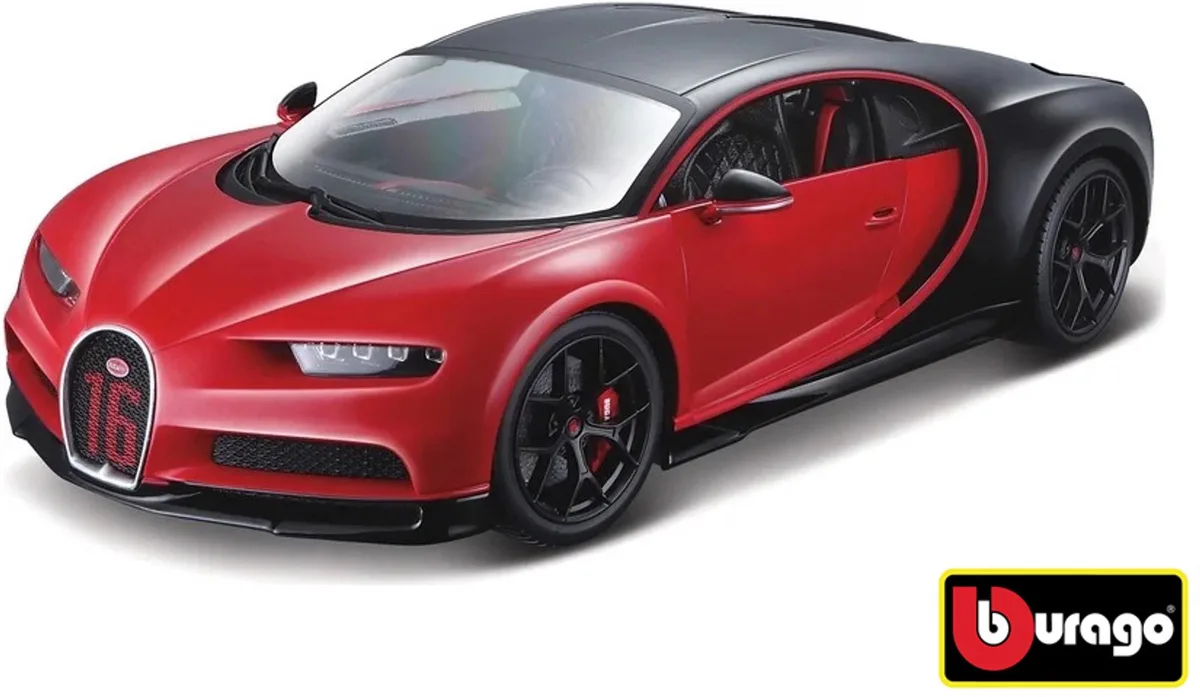 Bugatti Chiron Sport 1:18 Auto van Bburago in Rood, Zwart "16 " – productfoto