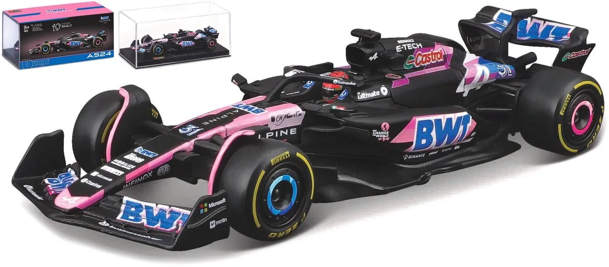 BWT Racing Alpine A524 - Modelauto - Schaal 1:43 de Bburago en Noir, Rose, Bleu – photo du produit