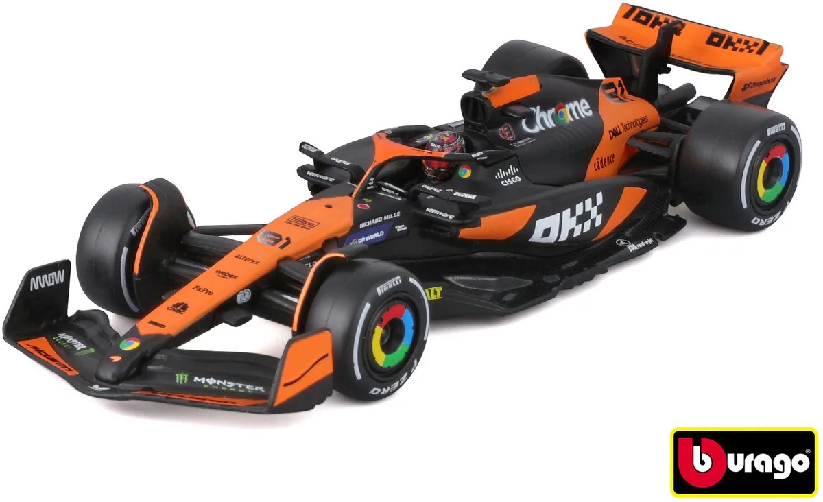 F1 McLaren MCL38 2024 modelauto met helm Norris Senna livery speelgoedauto. de Bburago en Multicolore – photo du produit