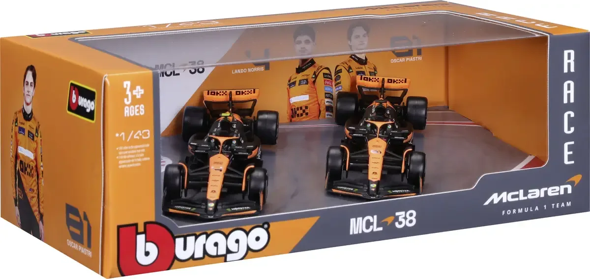 F1 McLaren MCL38 ´24 2er-Set 1:43 Auto von Bburago – Produktfoto