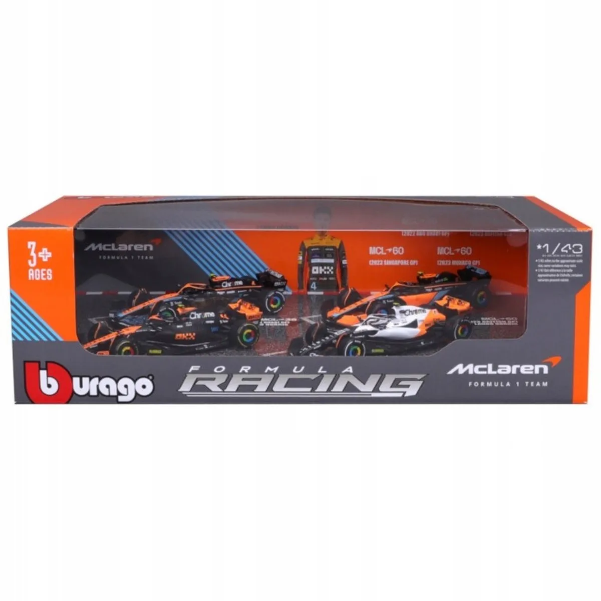 F1 McLaren raceauto set Lando Norris 1:43 - 4 modellen. van Bburago in Meerkleurig – productfoto