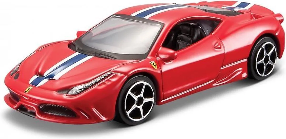 Ferrari 458 Speciale 1:43 rood/blauw/wit fra Bburago i Rød – produktbillede