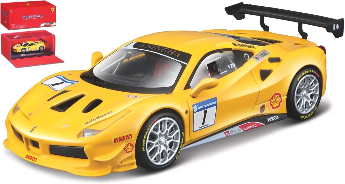 Ferrari 488 Challenge #1 von Bburago in Gelb – Produktfoto
